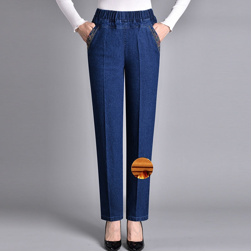 Nana | Damesjeans met zijzakken en elastische tailleband - 1+1 GRATIS