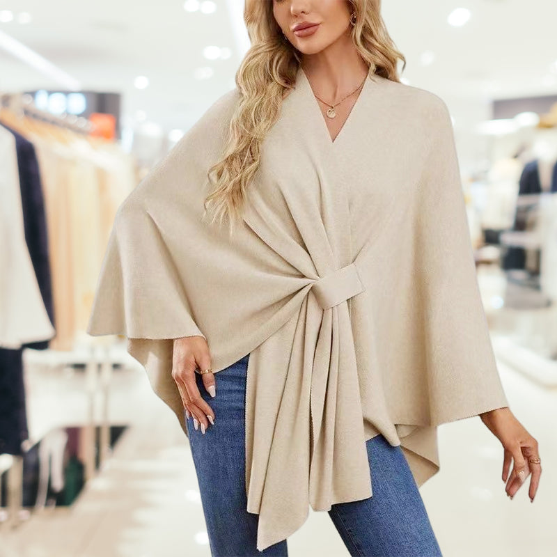Luxe Winddichte Sjaal Jas met Elegante Drape