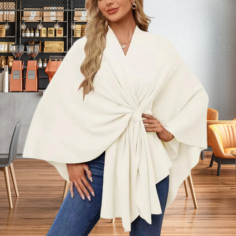 Luxe Winddichte Sjaal Jas met Elegante Drape