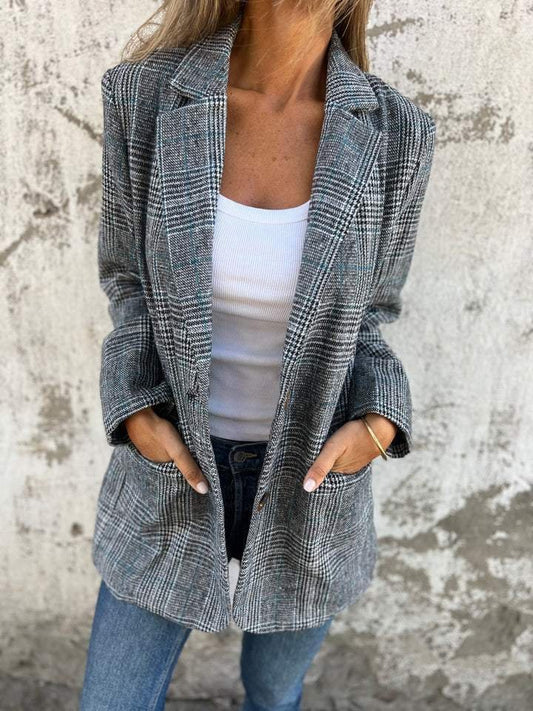Flaire | Stijlvolle Dames Winter Geruite Blazer