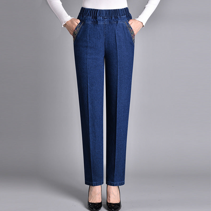 Nana | Damesjeans met zijzakken en elastische tailleband - 1+1 GRATIS