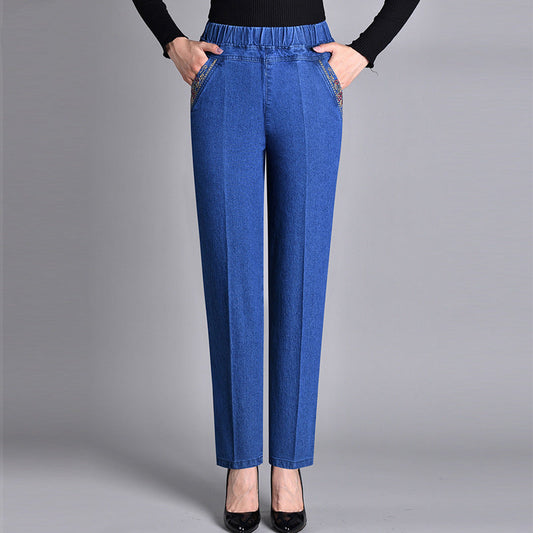 Nana | Damesjeans met zijzakken en elastische tailleband - 1+1 GRATIS